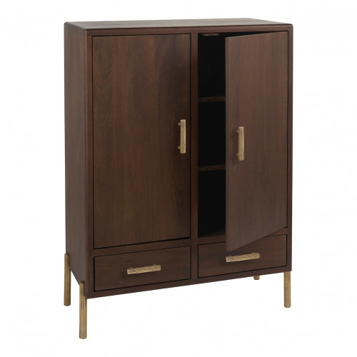 VICTOR tall sideboard in waxed mango wood with walnut finish