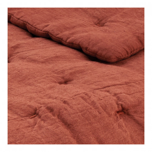 Couvre-lit CHLOE en lin lavé - Orange brûlé - 230 x 180 cm