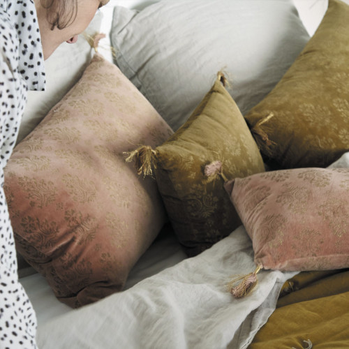 AURORE cushion cover in velvet - Bronze and gold - 30 x 40 cm