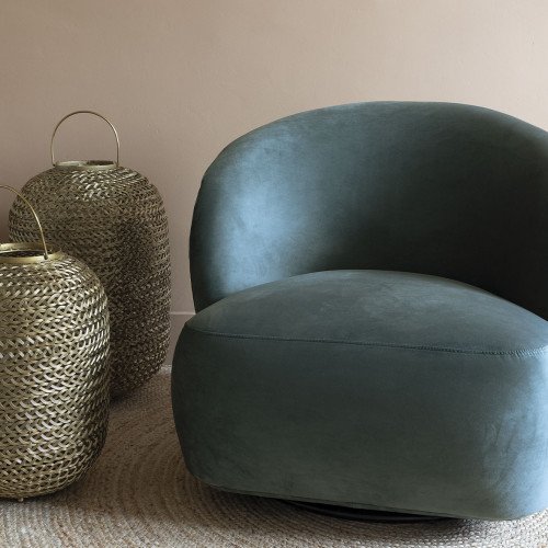 Fauteuil LISETTE en velours - Bleu