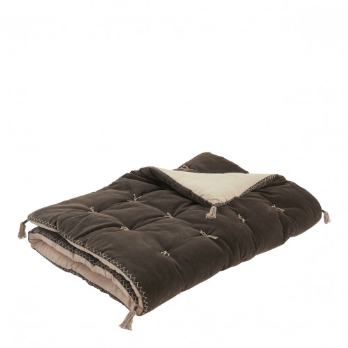 MATTÉO futon in cotton velvet and linen - 180 x 80 cm - Charcoal gray