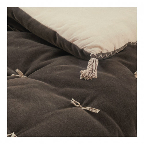 MATTÉO futon in cotton velvet and linen - 180 x 80 cm - Charcoal gray