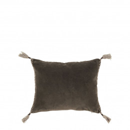 Housse de coussin MATTÉO en velours de coton et lin - Gris charbon - 30 x 40 cm