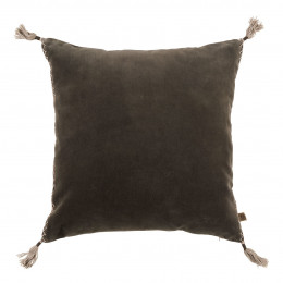 MATTÉO cushion cover in cotton velvet and linen - Charcoal gray - 50 x 50 cm