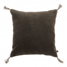 Housse de coussin MATTÉO en velours de coton et lin - Gris charbon - 50 x 50 cm