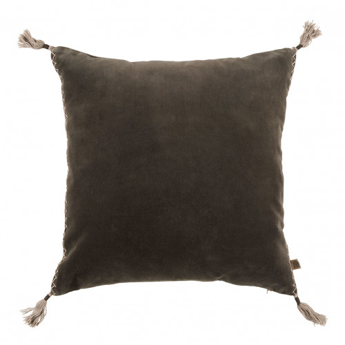 MATTÉO cushion cover in cotton velvet and linen - Charcoal gray - 50 x 50 cm