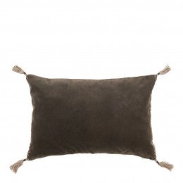 Housse de coussin MATTÉO en velours de coton et lin - Gris charbon - 60 x 40 cm