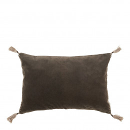 MATTÉO cushion cover in cotton velvet and linen - Charcoal gray - 60 x 40 cm