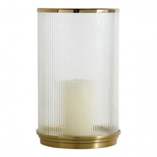 OSCAR candle holder in ribbed glass and golden metal - Large size - ø 24.5 x 38.5 cm