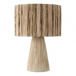 Lampe NIA en raphia - Abat-jour doré et naturel - ø 40 x 57,5 cm