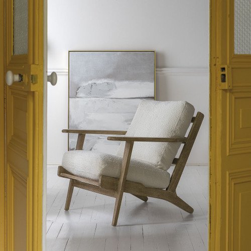 Fauteuil JULES en coton et lin - Écru