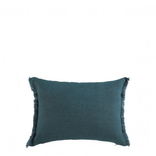Housse de coussin CHLOÉ en lin lavé - Pétrole - 30 x 40 cm