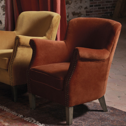 CLAUDE armchair Burnt orange velvet