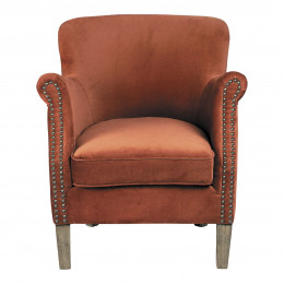 Fauteuil CLAUDE velours Orange brûlé