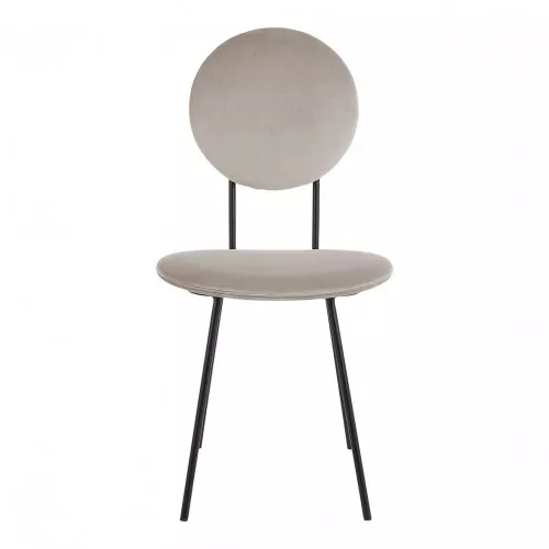 Chaise COLETTE en velours et métal - Gris perle