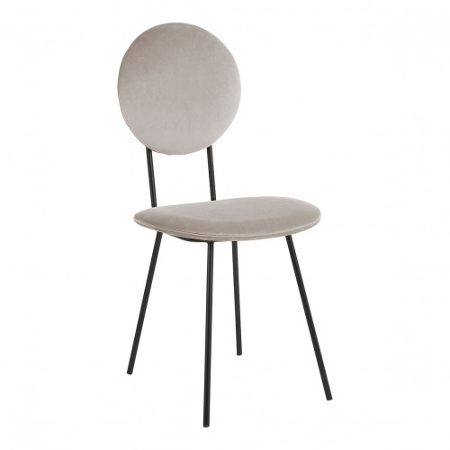 COLETTE Velvet and Metal Chair - Pearl Gray