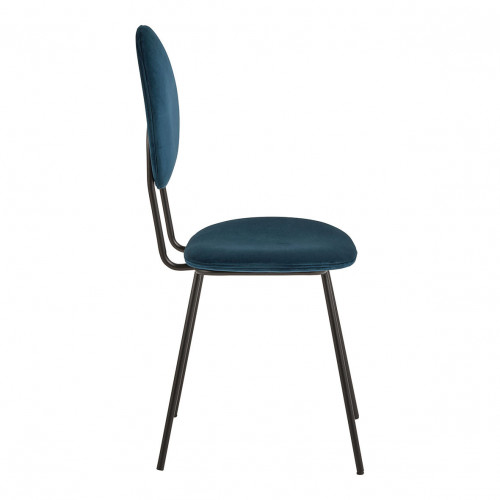 Chaise COLETTE en velours et métal - Bleu nuit
