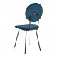 Chaise COLETTE en velours et métal - Bleu nuit