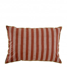 BAYADÈRE cotton cushion cover - Nude and brick red - 60 x 40 cm