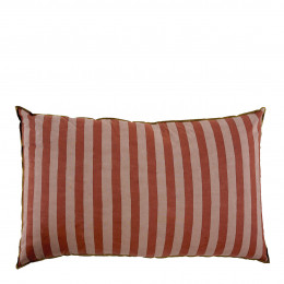 BAYADÈRE cotton cushion cover - Nude and brick red - 80 x 50 cm