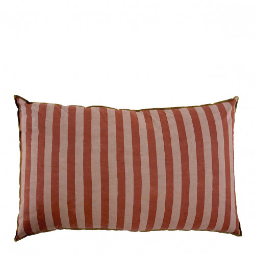 BAYADÈRE cotton cushion cover - Nude and brick red - 80 x 50 cm