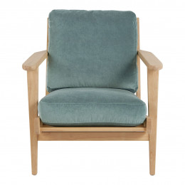 JULES Armchair in velvet - Celadon blue