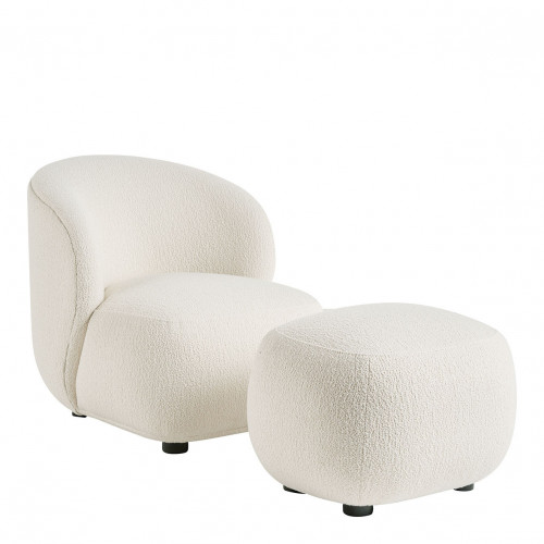 Fauteuil LISETTE en bouclette - Crème - Petit modèle
