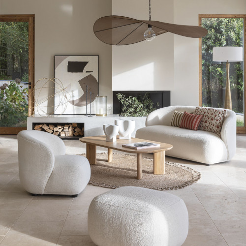 Fauteuil LISETTE en bouclette - Crème - Petit modèle