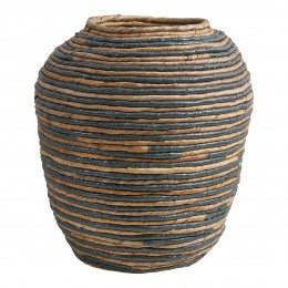 GOA Decorative jar in abaca - Natural and blue