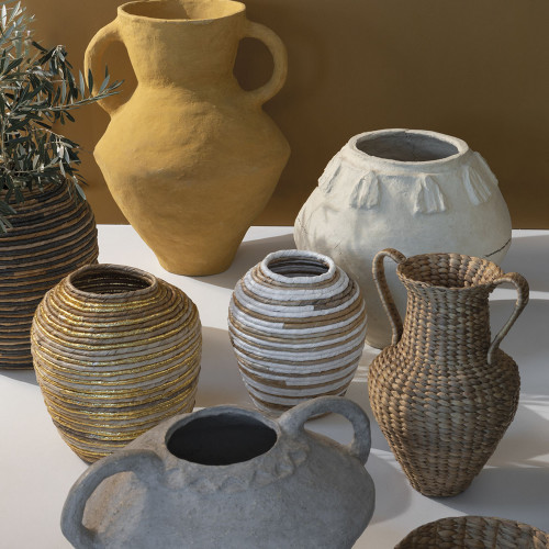 GOA Decorative Jar in Abaca - Natural and Gold