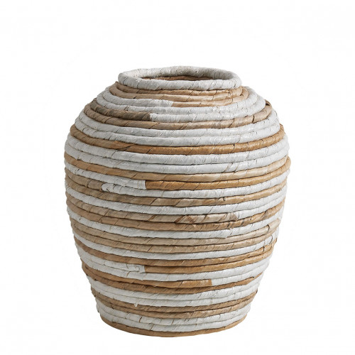 GOA Decorative Jar in Abaca - Natural and White