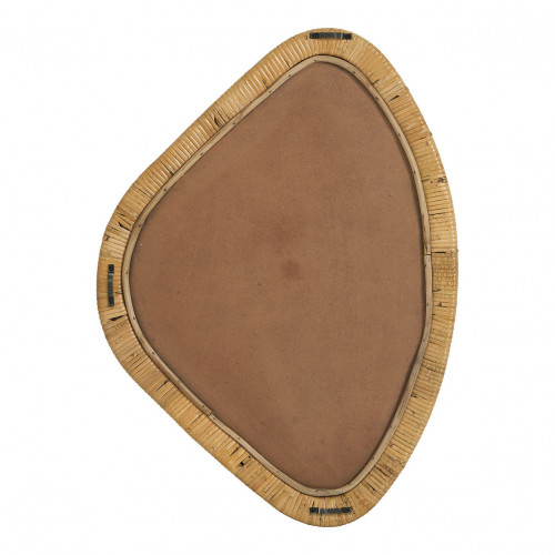 Miroir COSMO en rotin et métal doré finition laiton - Grand modèle - H. 69 cm