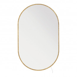 VICTORIA Oval Luminous Mirror in Metal with Brass Finish - H. 104 cm