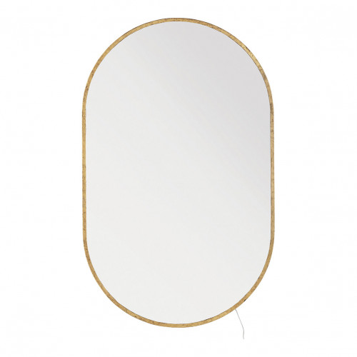 Miroir VICTORIA ovale lumineux en métal finition laiton - H. 104 cm