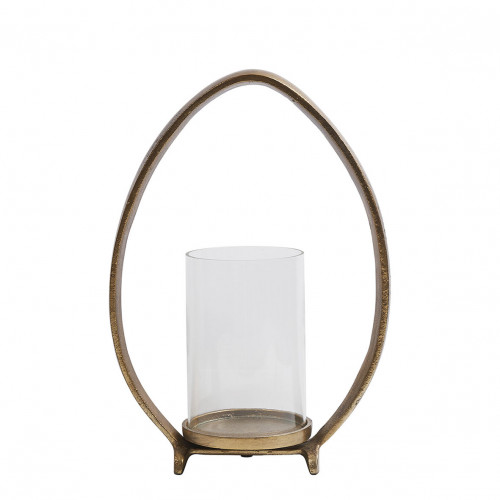 OVAÉ candle holder in metal antique brass finish - Small model - H. 35 cm