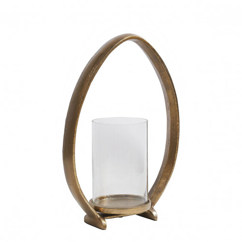 OVAÉ candle holder in metal antique brass finish - Small model - H. 35 cm