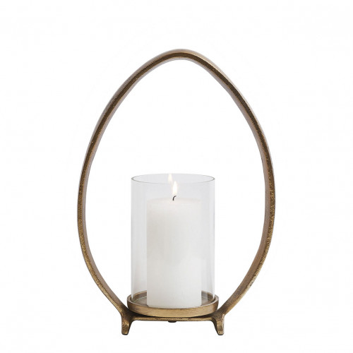 OVAÉ candle holder in metal antique brass finish - Small model - H. 35 cm