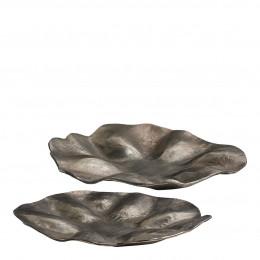 Set of 2 HALO trays in metal with aged nickel finish