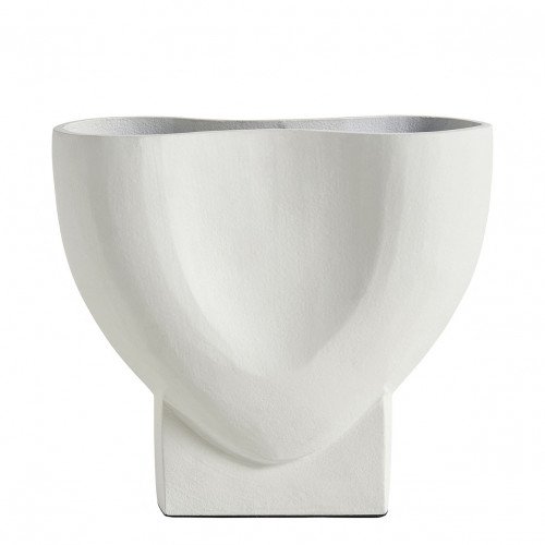 Vase CÉLESTE en métal blanc - Petit modèle - H. 21 cm