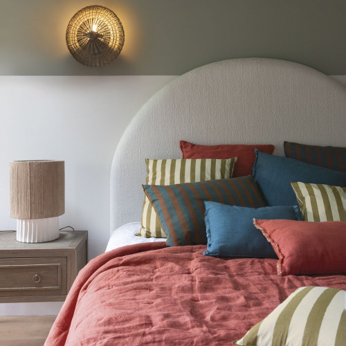 BAYADÈRE cotton cushion cover - Cream and cumin - 80 x 50 cm