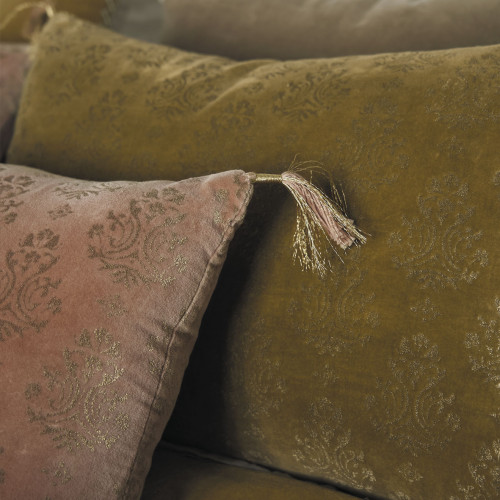 AURORE velvet cushion cover - Pink and gold - 50 x 50 cm
