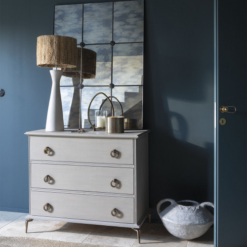 Photophore OVAÉ en métal finition laiton antique - Petit modèle - H. 35 cm