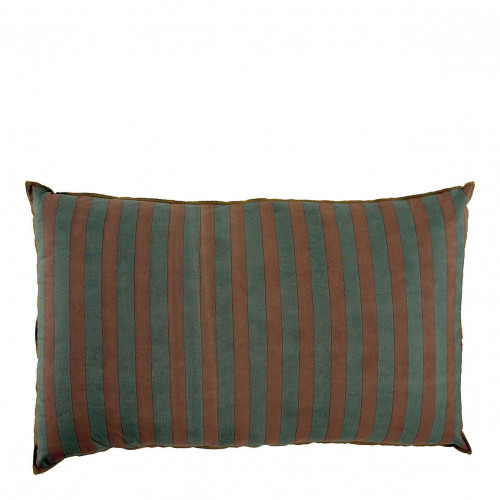 BAYADÈRE cotton cushion cover - Petrol blue and terracotta - 80 x 50 cm