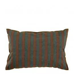 Housse de coussin BAYADÈRE en coton - Bleu pétrole et terracotta - 60 x 40 cm