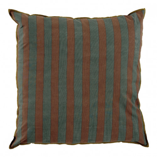 Housse de coussin BAYADÈRE en coton - Bleu pétrole et terracotta - 50 x 50 cm