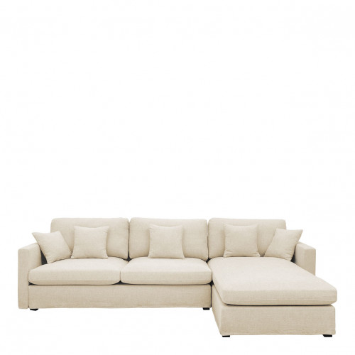 ANGIE Reversible chaise lounge sofa in mixed linen - Ecru