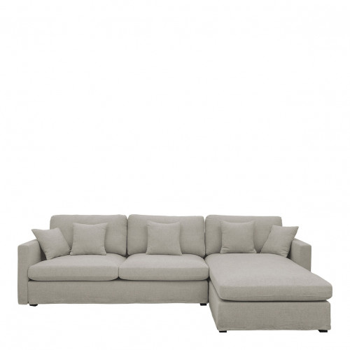 ANGIE reversible chaise sofa in linen blend - Light gray