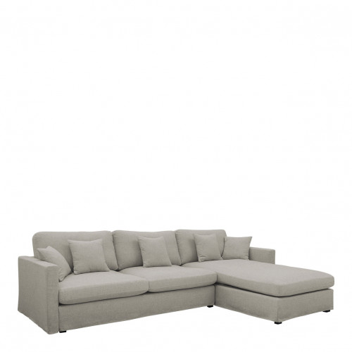 ANGIE reversible chaise sofa in linen blend - Light gray