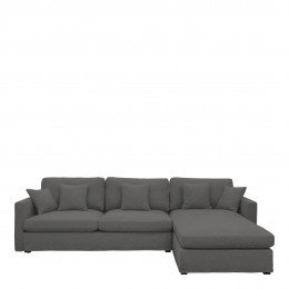 ANGIE reversible chaise sofa in linen - Dark gray