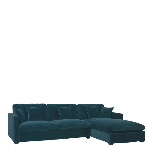 ANGIE reversible chaise sofa in velvet - Peacock blue